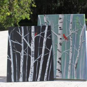 Art 101: Winter Birch Tree Acrylic Painting